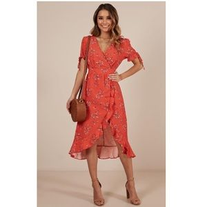 Orange floral dress